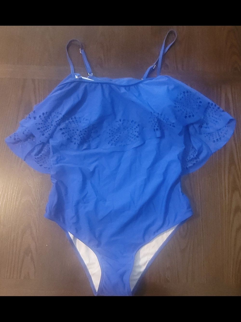 SHEIN Blue and White Padded Swim Top